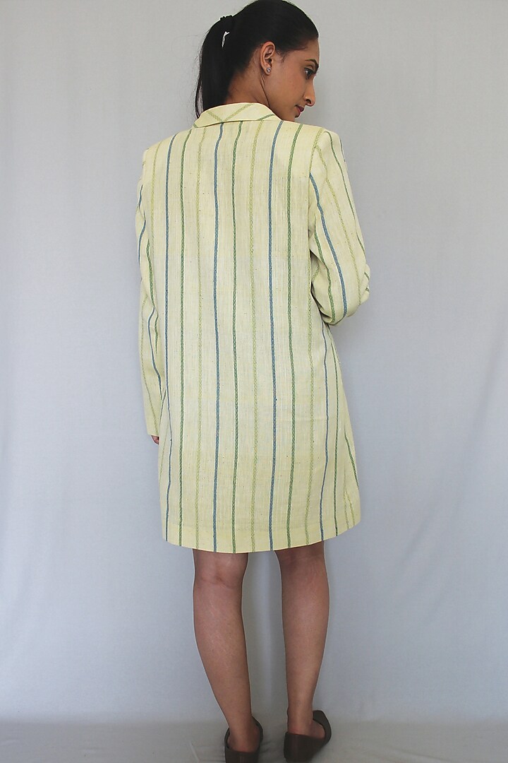 Mellow Mint Striped Handwoven Blazer by ITYA at Pernia's Pop Up Shop
