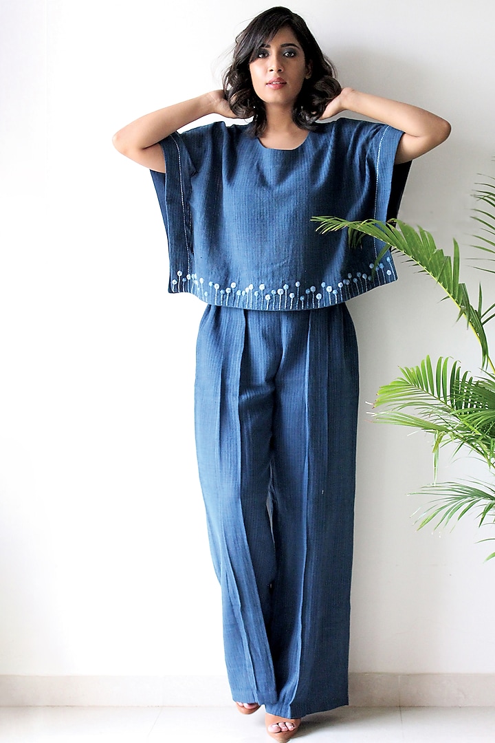 Bright Cobalt Blue Cotton Dyed Pant Set by ITYA