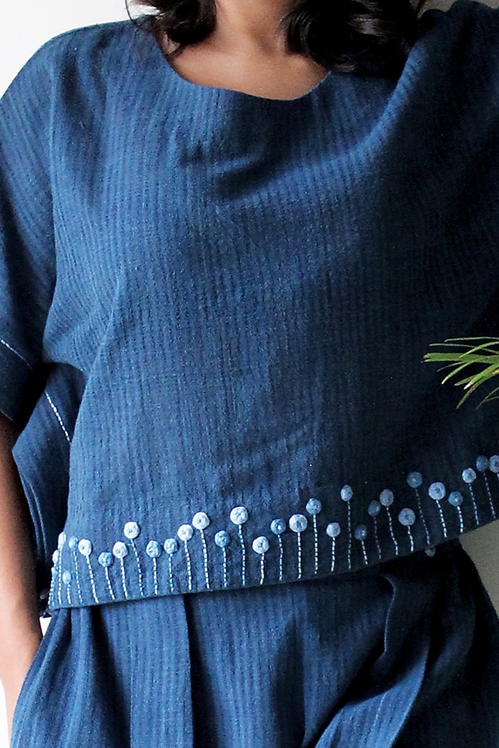 Bright Cobalt Blue Cotton Dyed Pant Set by ITYA at Pernia's Pop Up Shop