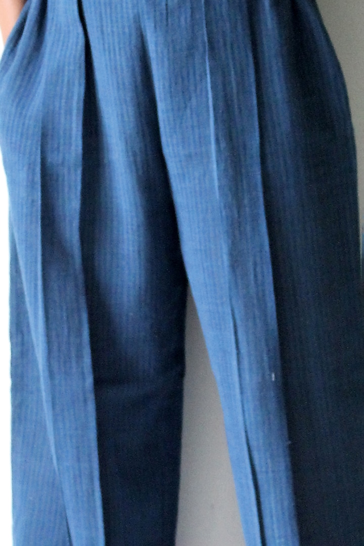 Bright Cobalt Blue Cotton Dyed Pant Set by ITYA at Pernia's Pop Up Shop
