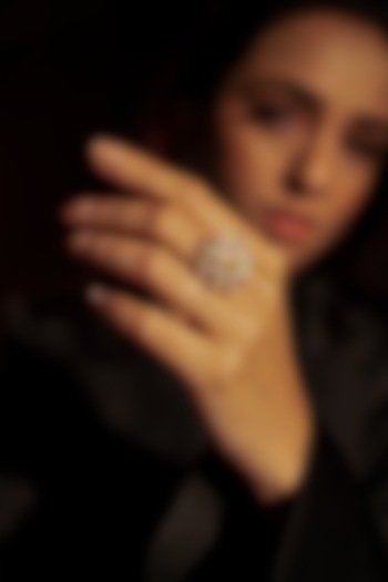 White Finish Yellow Topaz & Swarovski Handcrafted Ring In Sterling Silver by ITEE Jewellery at Pernia's Pop Up Shop