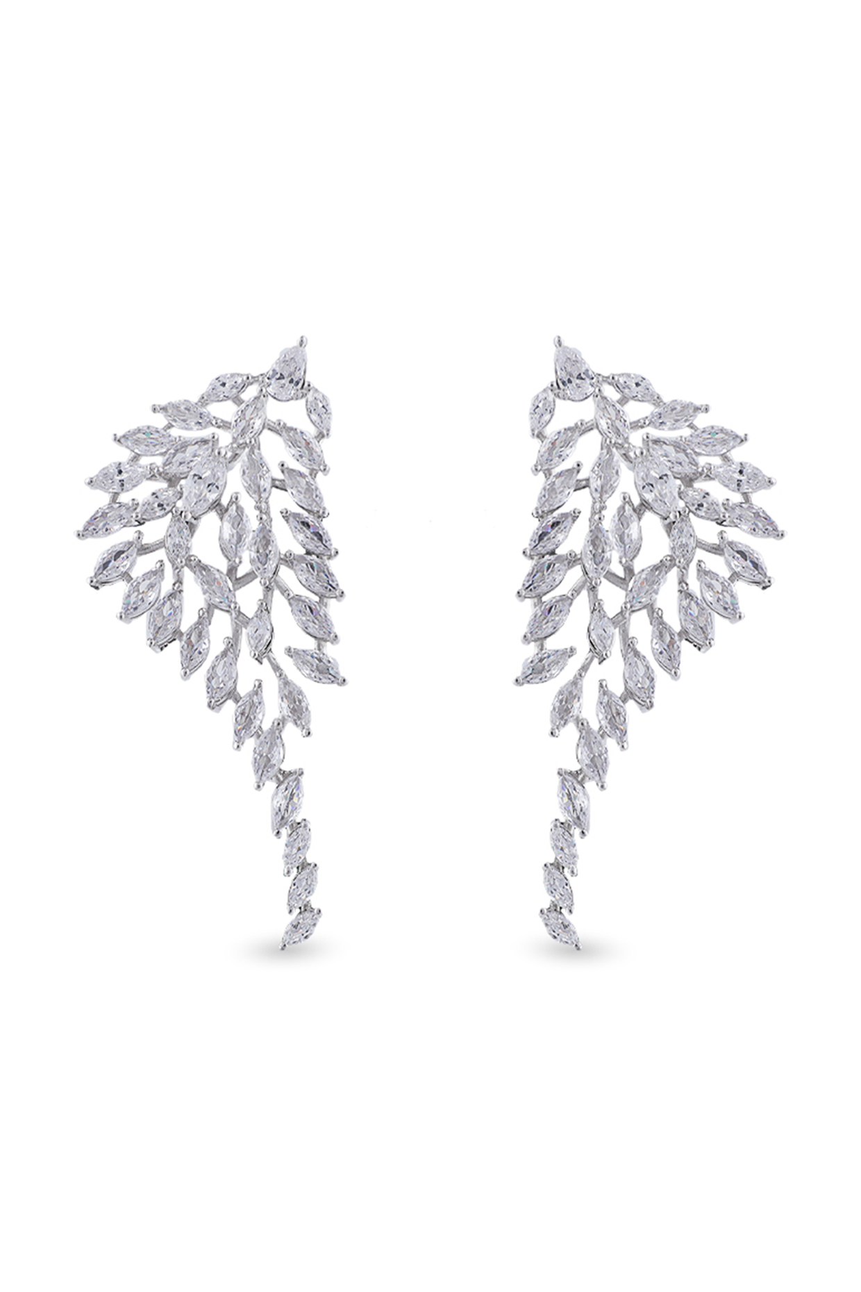 White Finish Swarovski Dangler Earrings In Sterling Silver by ITEE Jewellery