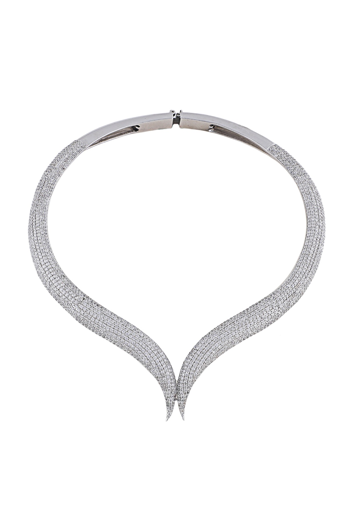 White Finish Swarovski Necklace In Sterling Silver by ITEE