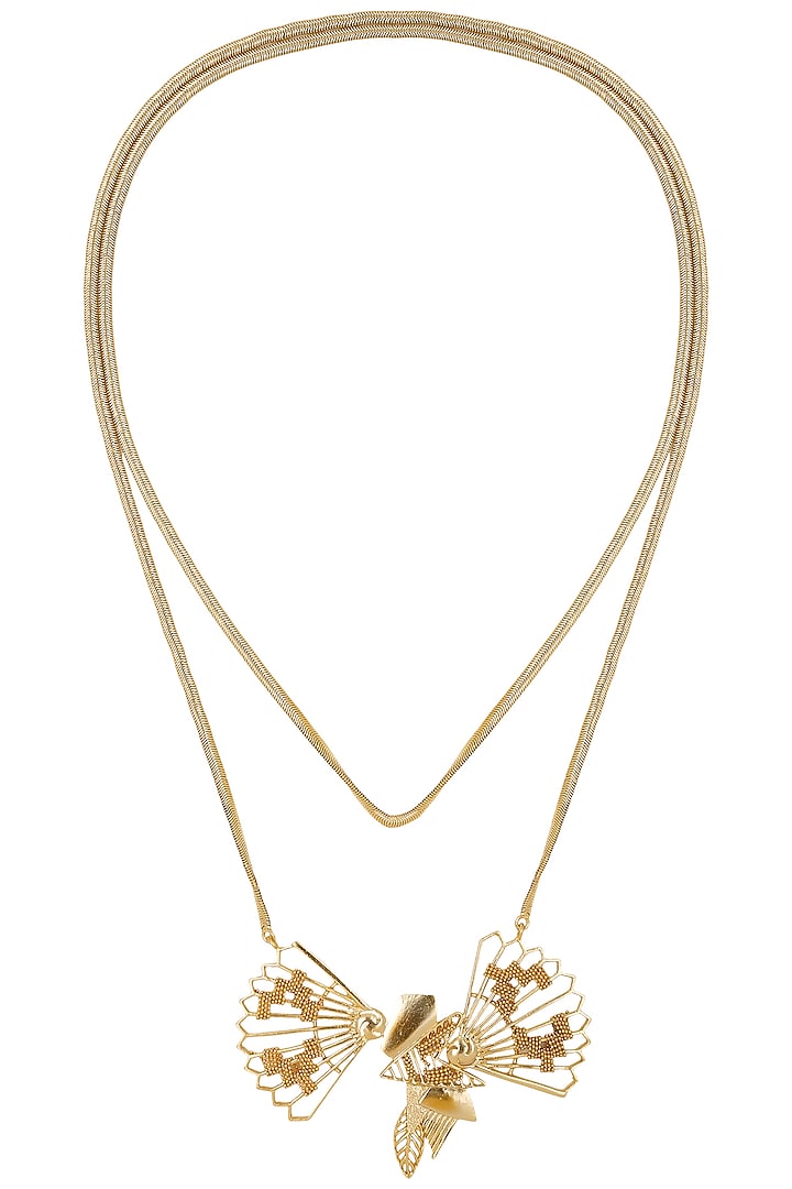 Gold Finish Sash Pendant Necklace by Itrana By Sonal Gupta