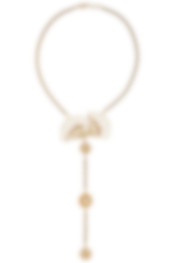 Gold Finish Fan Motif Tie Necklace by Itrana By Sonal Gupta