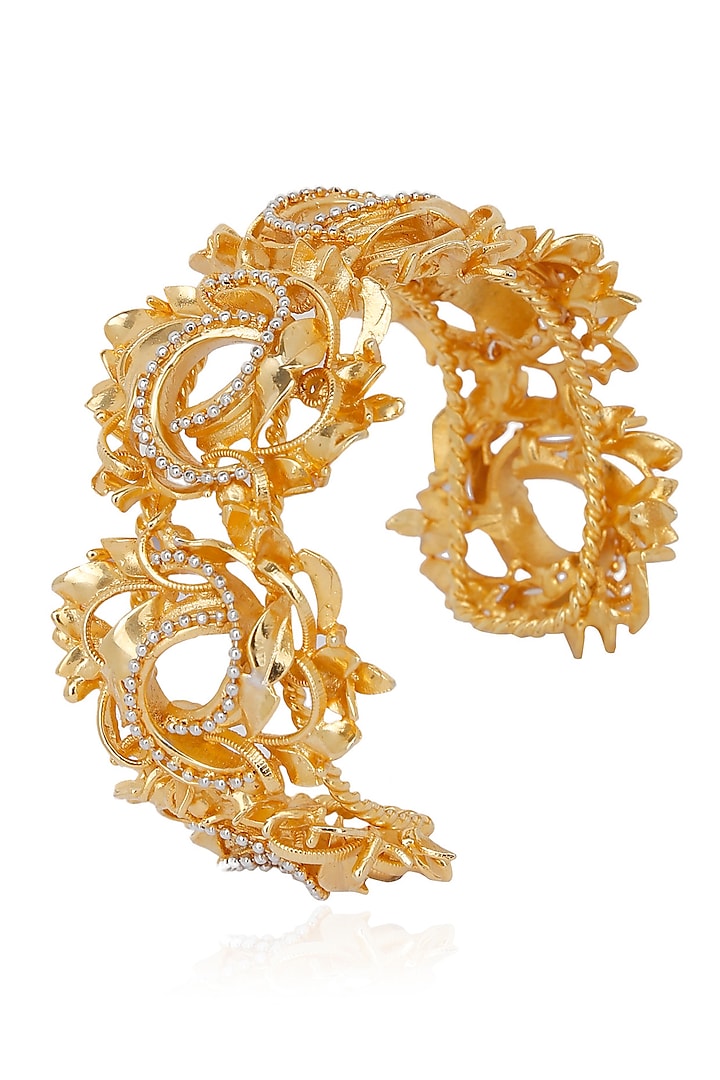 Gold and Silver Finish 3D Floral Motif Bracelet by Itrana By Sonal Gupta