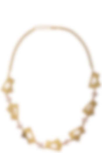 Itrana by Sonal Gupta presents Gold finish abstract shape necklace available only at Pernia's Pop Up Shop.