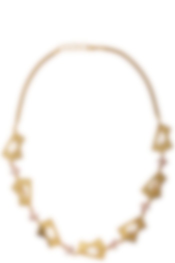 Gold Finish Abstract Shape Necklace by Itrana By Sonal Gupta