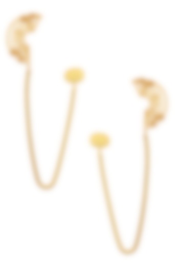 Itrana presents Gold plated weaved ball chain semi circle attached chain earcuffs available only at Pernia's Pop Up Shop.