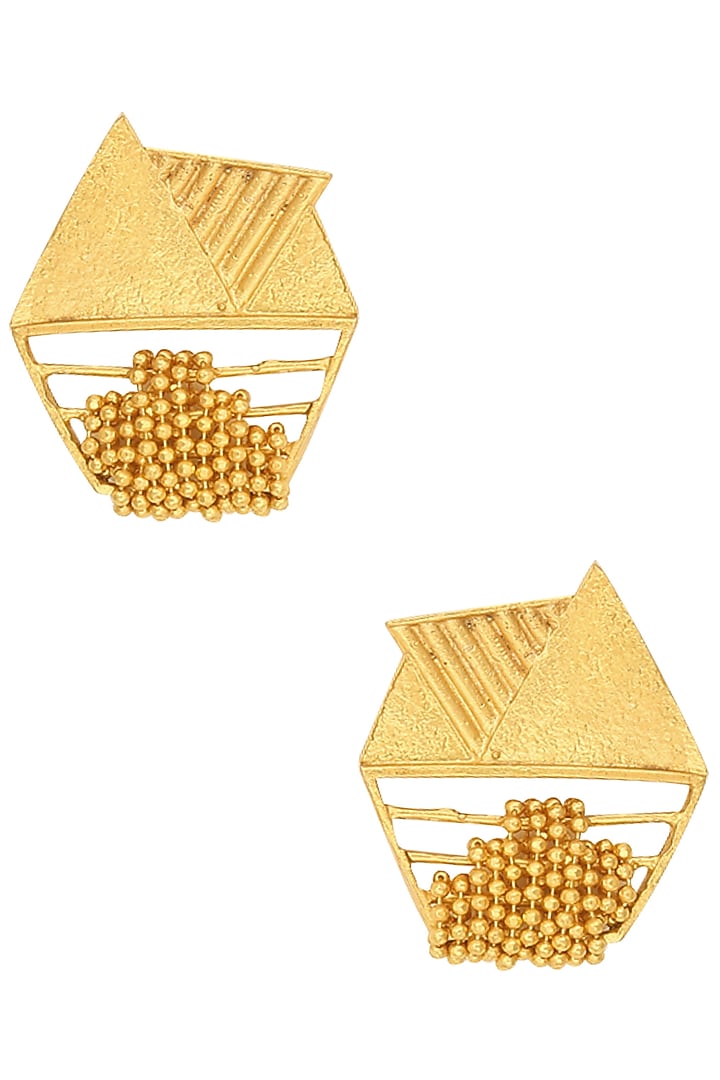 Itrana presents Gold plated hexagon shape earrings available only at Pernia's Pop Up Shop.