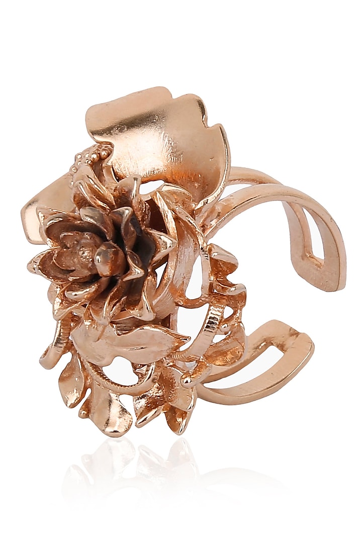 Rose Gold Finish 3D Flower Shape Ring by Itrana By Sonal Gupta