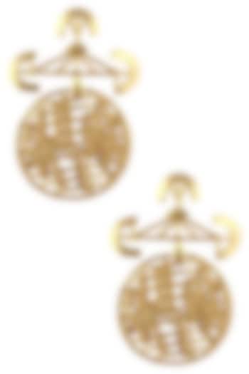 Itrana by Sonal Gupta presents Gold plated orbit disc drop earrings available only at Pernia's Pop Up Shop.