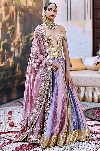 Multi-Colored Tissue Gota Lehenga Set by ITRH