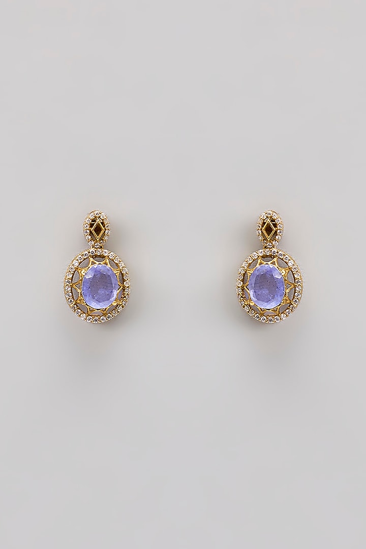Gold Plated Moissanite Polki & Precious Stone Necklace Set In Sterling Silver by IVORINE at Pernia's Pop Up Shop