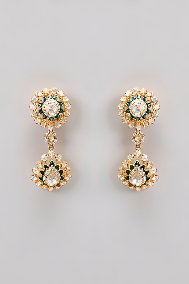 Gold Plated Moissanite Polki & Precious Stone Choker Necklace Set In Sterling Silver by IVORINE at Pernia's Pop Up Shop