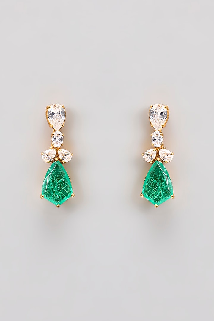 Gold Plated Moissanite Polki & Precious Stone Necklace Set In Sterling Silver by IVORINE at Pernia's Pop Up Shop