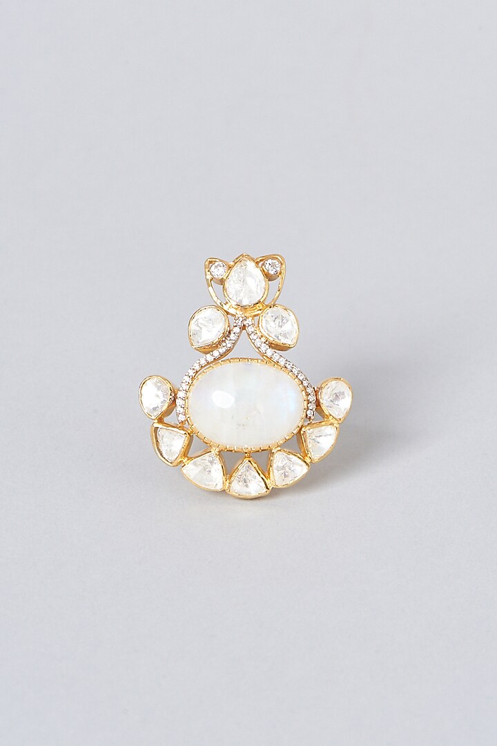 Gold Plated Moonstone Ring In Sterling Silver by IVORINE at Pernia's Pop Up Shop