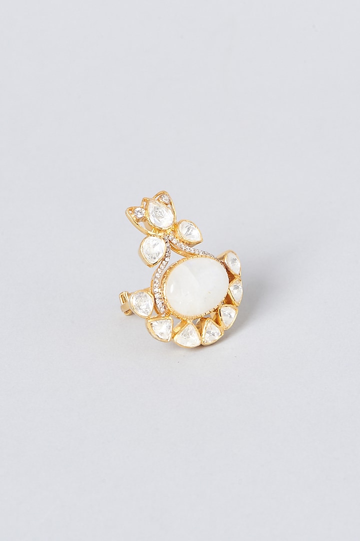 Gold Plated Moonstone Ring In Sterling Silver by IVORINE