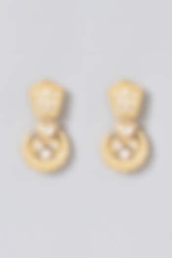 Gold Plated Moissanite Polki Dangler Earrings In Sterling Silver by IVORINE