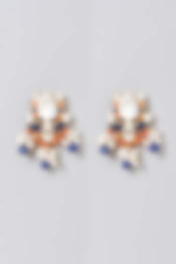 Gold Plated Pearl Enameled Dangler Earrings In Sterling Silver by IVORINE