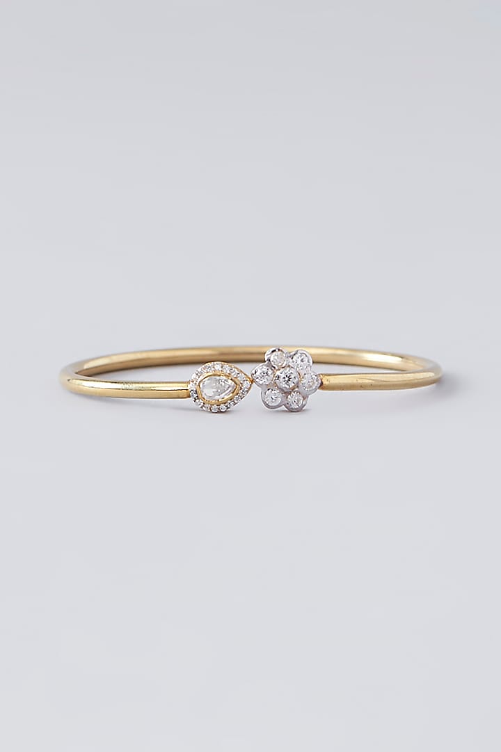 Gold Plated Moissanite Polki Handcrafted Cuff In Sterling Silver by IVORINE at Pernia's Pop Up Shop