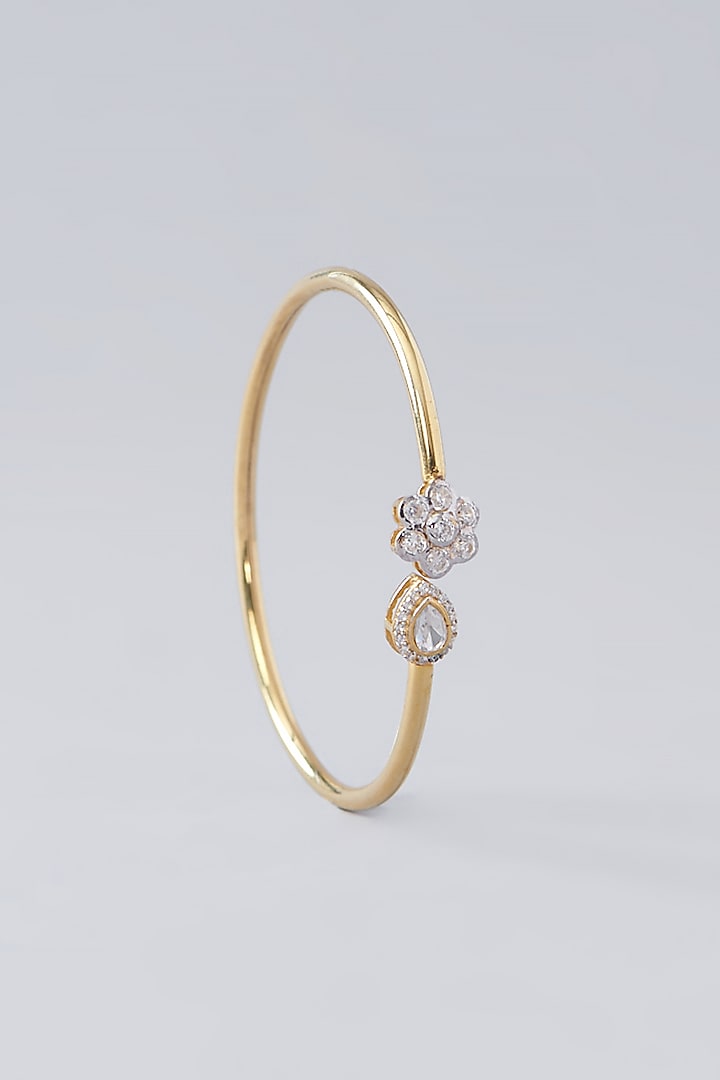 Gold Plated Moissanite Polki Handcrafted Cuff In Sterling Silver by IVORINE at Pernia's Pop Up Shop