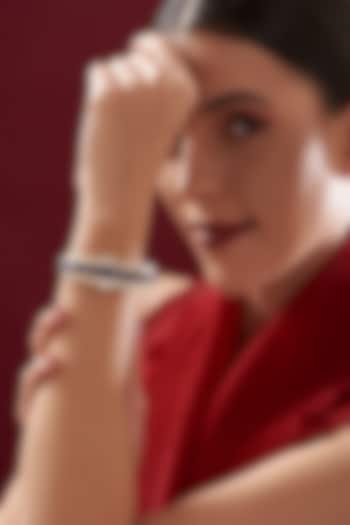 Gold Plated Sapphire & Moissanite Polki Handcrafted Bangle In Sterling Silver by IVORINE at Pernia's Pop Up Shop