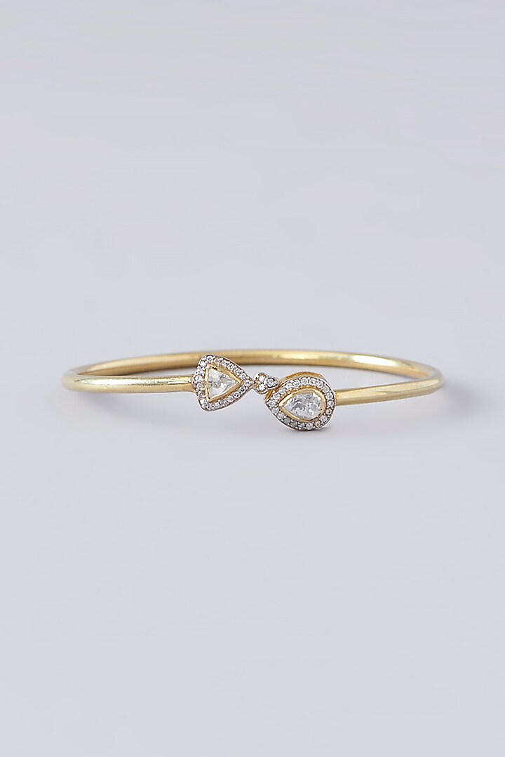 Gold Plated Moissanite Polki Handcrafted Cuff In Sterling Silver by IVORINE at Pernia's Pop Up Shop