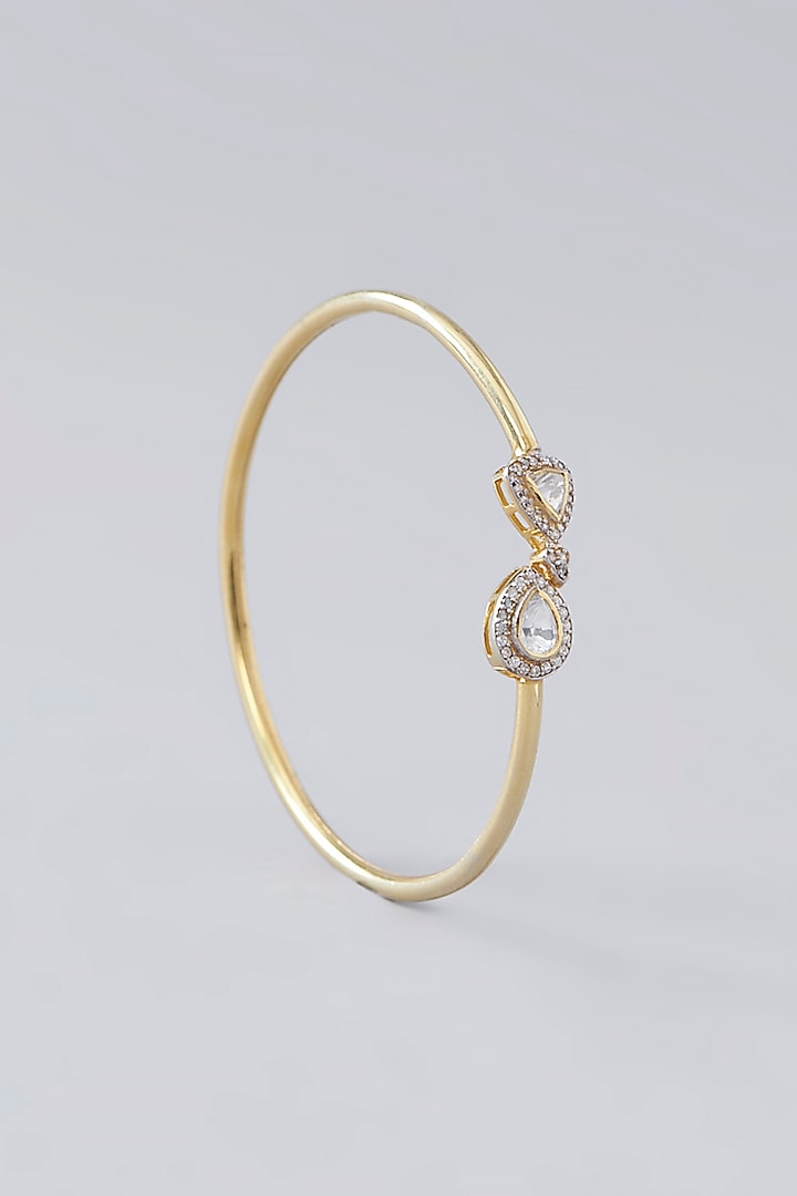 Gold Plated Moissanite Polki Handcrafted Cuff In Sterling Silver by IVORINE at Pernia's Pop Up Shop