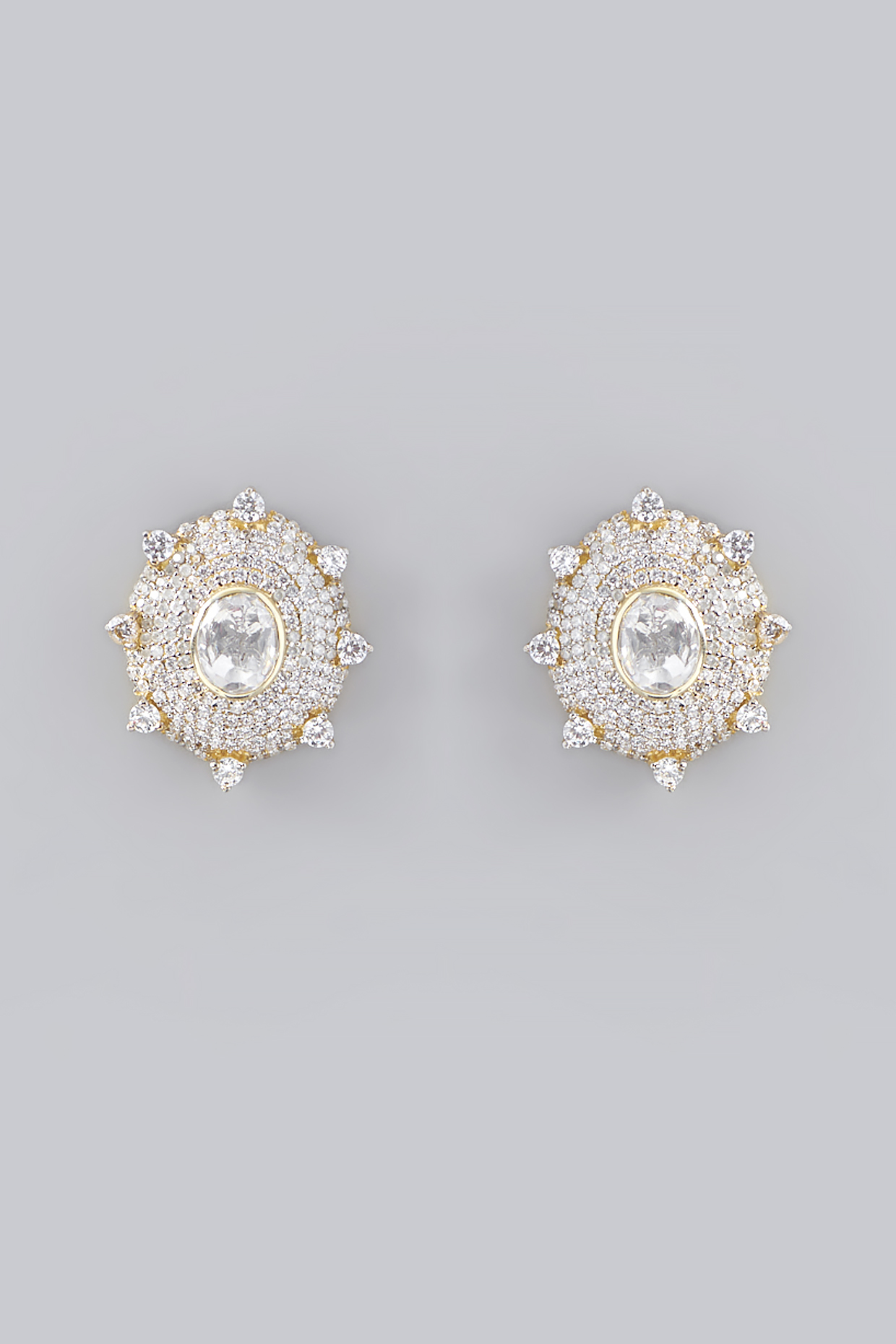 Polki Gray Diamond Earrings Gold-plated Sterling Silver Polki Gray Diamond Earrings Gold-plated Sterling Silver