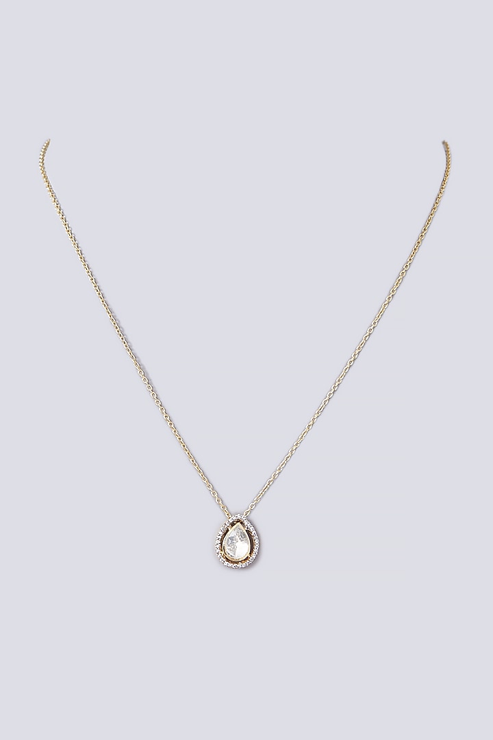Gold Plated Moissanite Polki Handcrafted Necklace In Sterling Silver by IVORINE at Pernia's Pop Up Shop