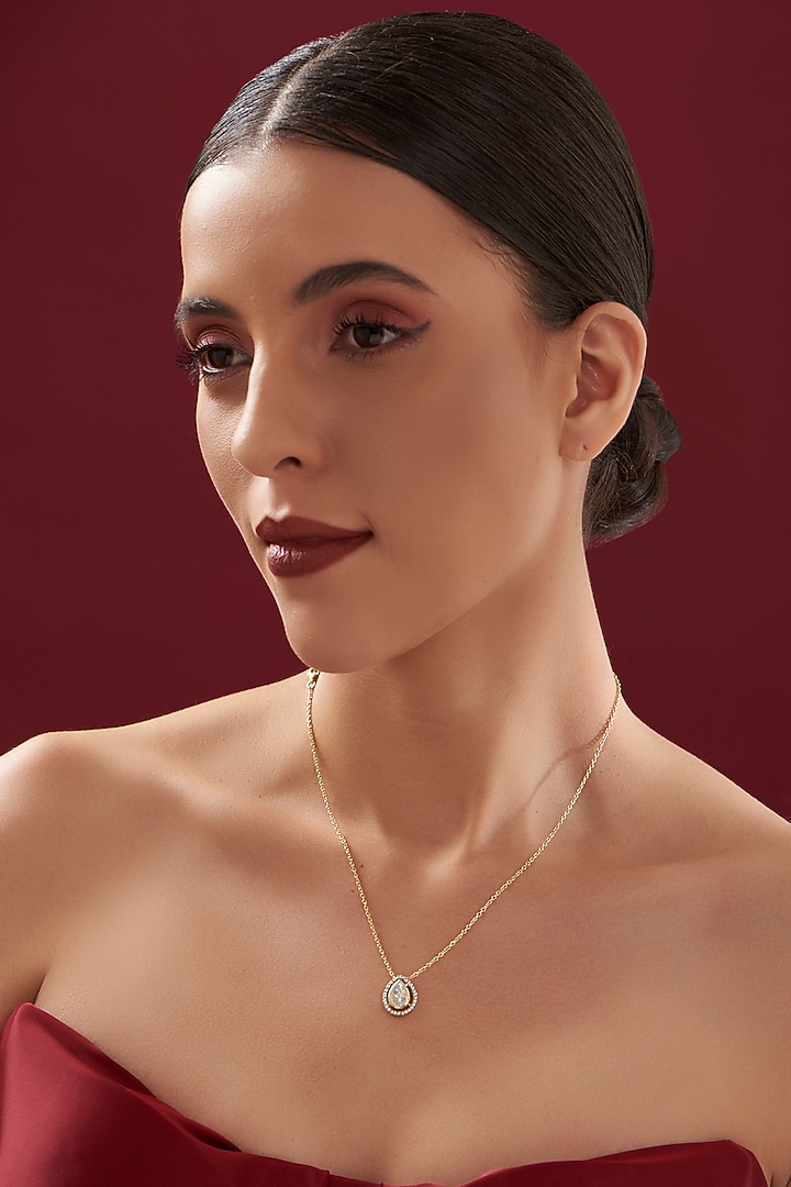 Gold Plated Moissanite Polki Handcrafted Necklace In Sterling Silver by IVORINE at Pernia's Pop Up Shop