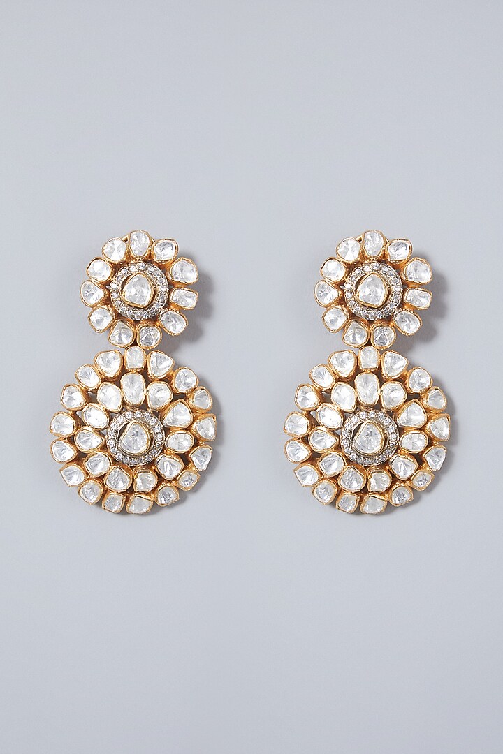 Gold Plated Kundan Polki Earrings In Sterling Silver by IVORINE at Pernia's Pop Up Shop