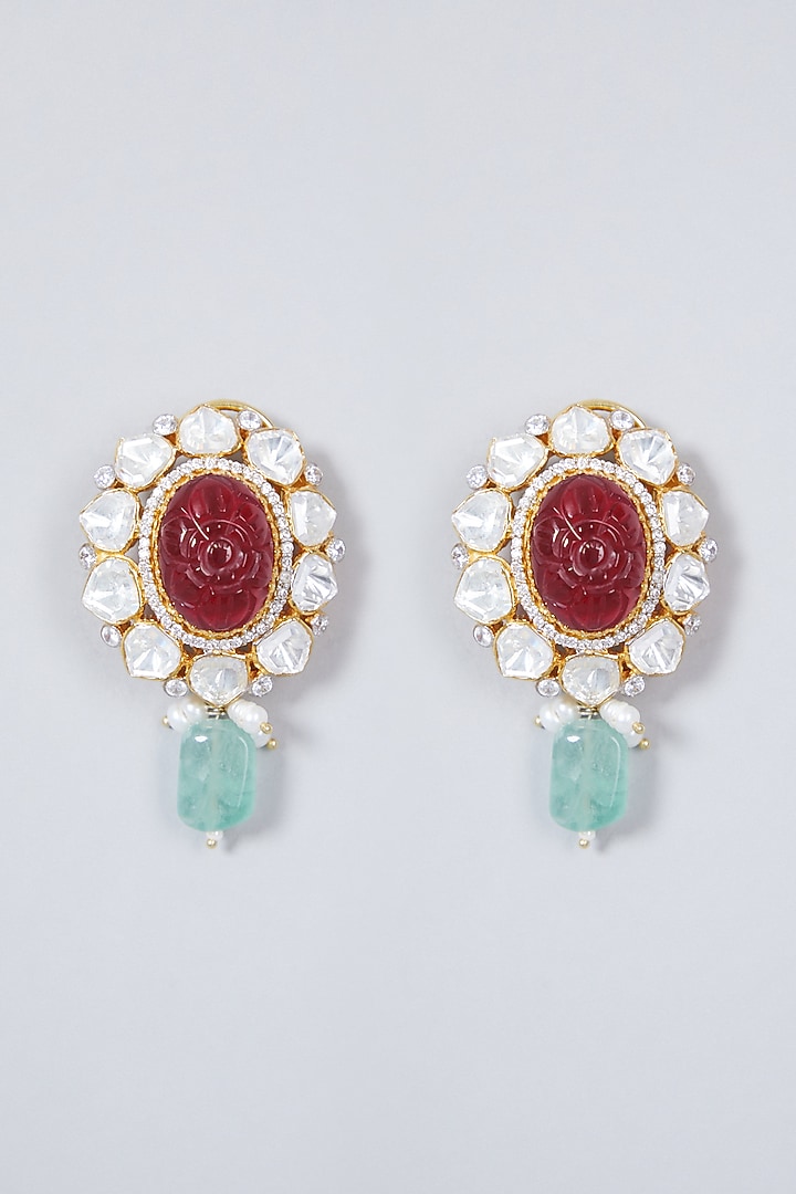 Gold Plated Ruby & Pearl Necklace Set In Sterling Silver by IVORINE at Pernia's Pop Up Shop