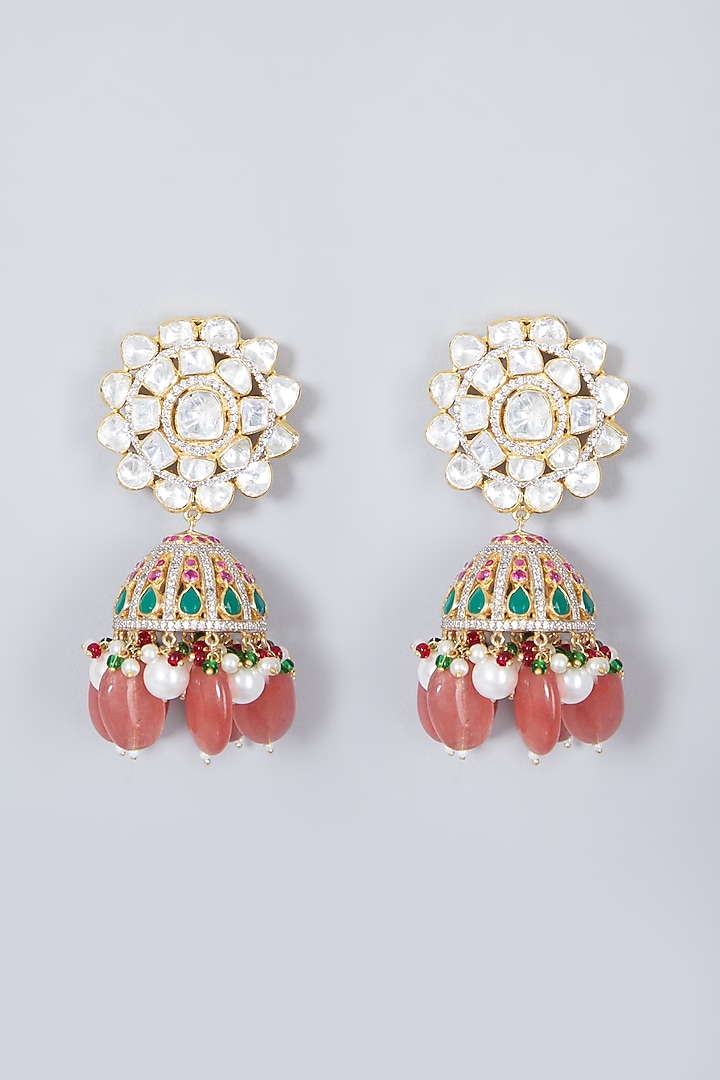 Gold Plated Bead & Pearl Earrings In Sterling Silver by IVORINE at Pernia's Pop Up Shop