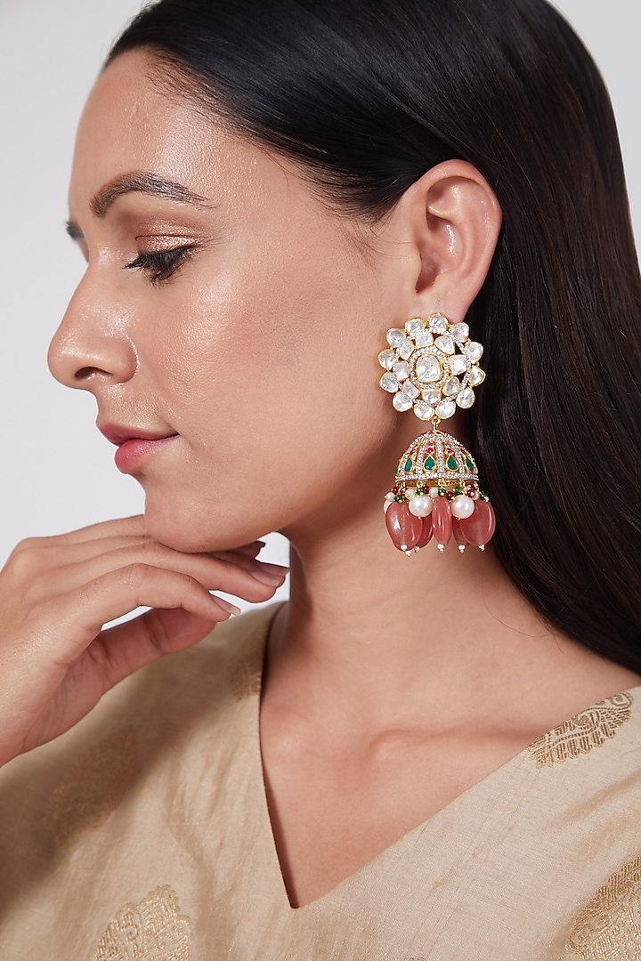 Gold Plated Bead & Pearl Earrings In Sterling Silver by IVORINE at Pernia's Pop Up Shop