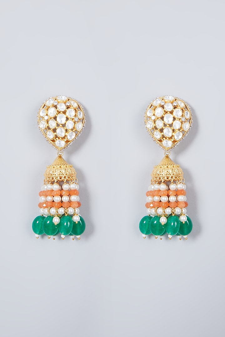 Gold Plated Pearl & Bead Earrings In Sterling Silver by IVORINE at Pernia's Pop Up Shop