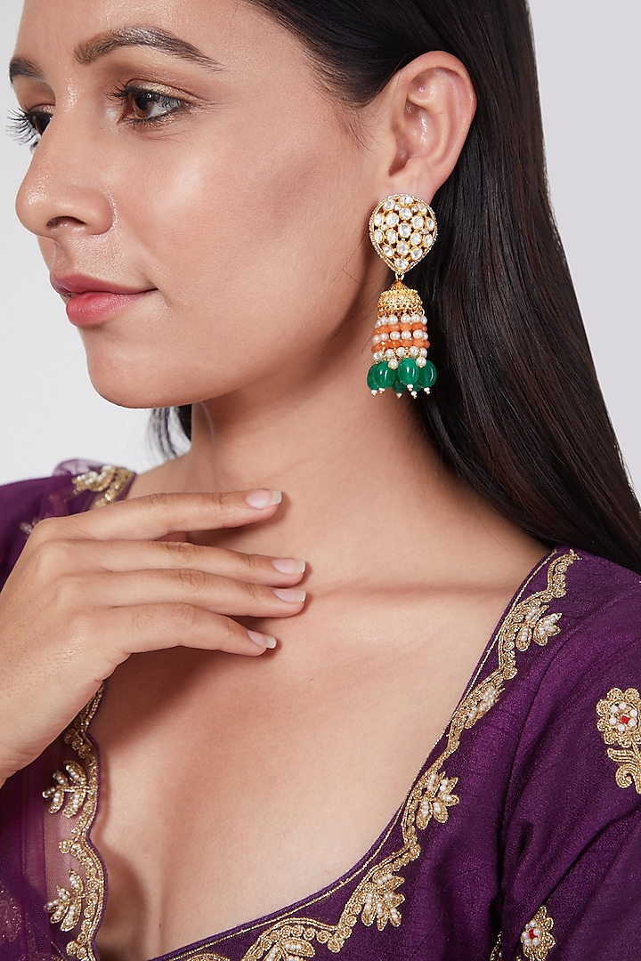 Gold Plated Pearl & Bead Earrings In Sterling Silver by IVORINE at Pernia's Pop Up Shop