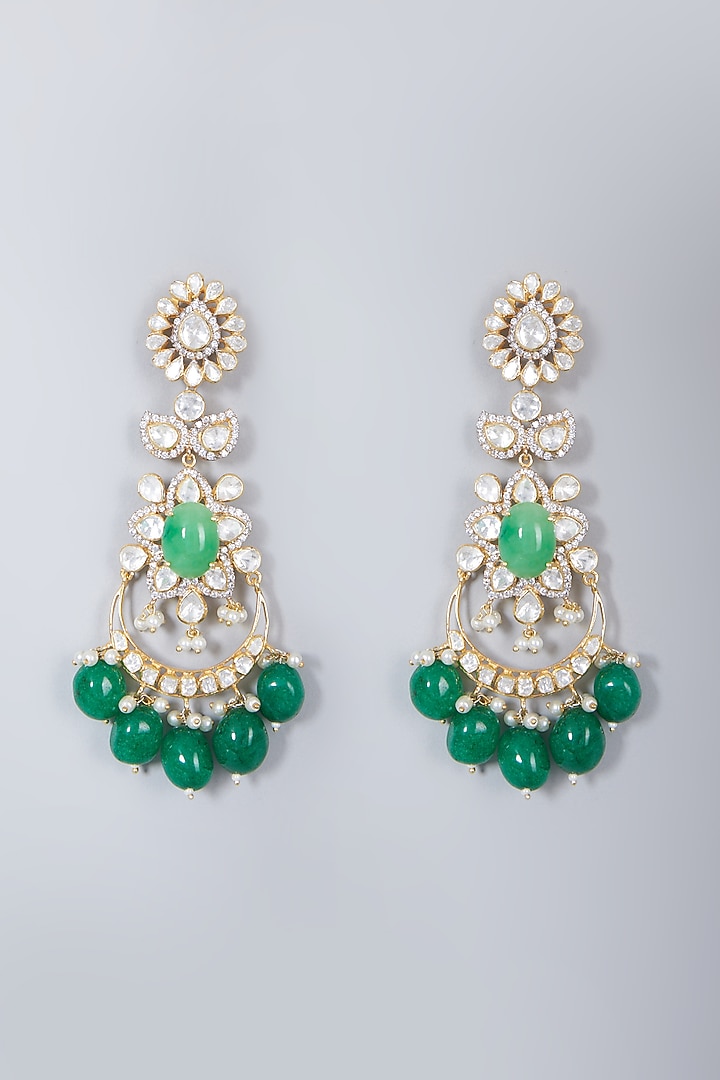 Gold Plated Emerald Beaded Earrings In Sterling Silver by IVORINE at Pernia's Pop Up Shop