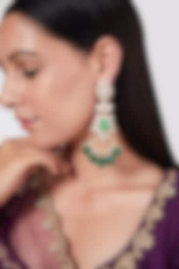 Gold Plated Emerald Beaded Earrings In Sterling Silver by IVORINE at Pernia's Pop Up Shop