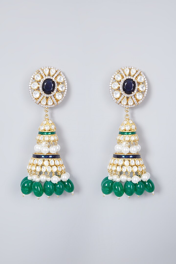 Gold Plated Blue Sapphire Earrings In Sterling Silver by IVORINE at Pernia's Pop Up Shop