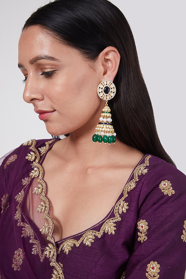 Gold Plated Blue Sapphire Earrings In Sterling Silver by IVORINE at Pernia's Pop Up Shop