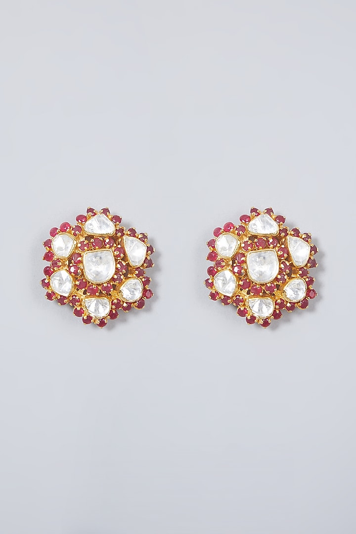 Gold Plated Ruby & Pearl Earrings In Sterling Silver by IVORINE at Pernia's Pop Up Shop