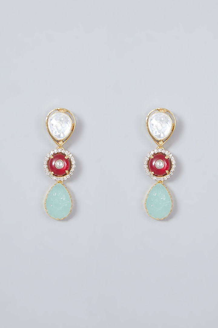 Gold Plated Ruby & Kundan Polki Necklace Set In Sterling Silver by IVORINE at Pernia's Pop Up Shop
