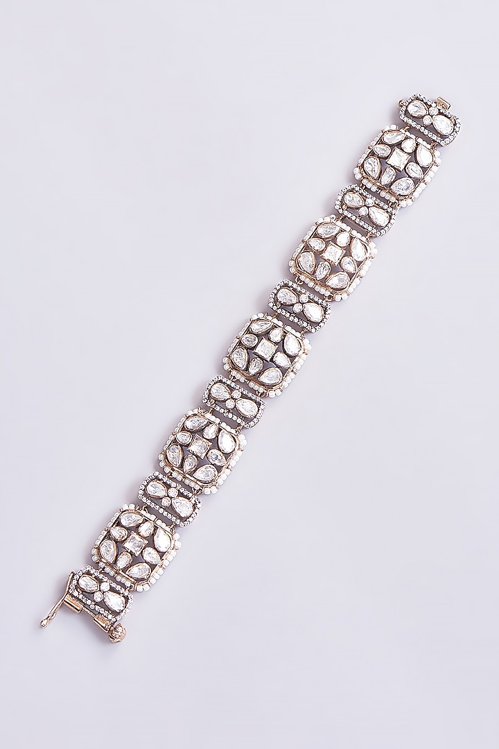 Gold Plated Moissanite Polki Bracelet In Sterling Silver by IVORINE at Pernia's Pop Up Shop