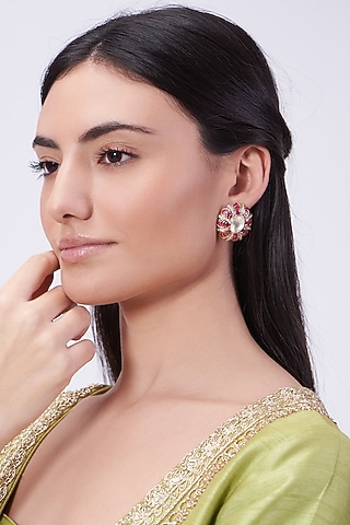 Gold Plated Handcrafted Earrings In Sterling Silver by IVORINE