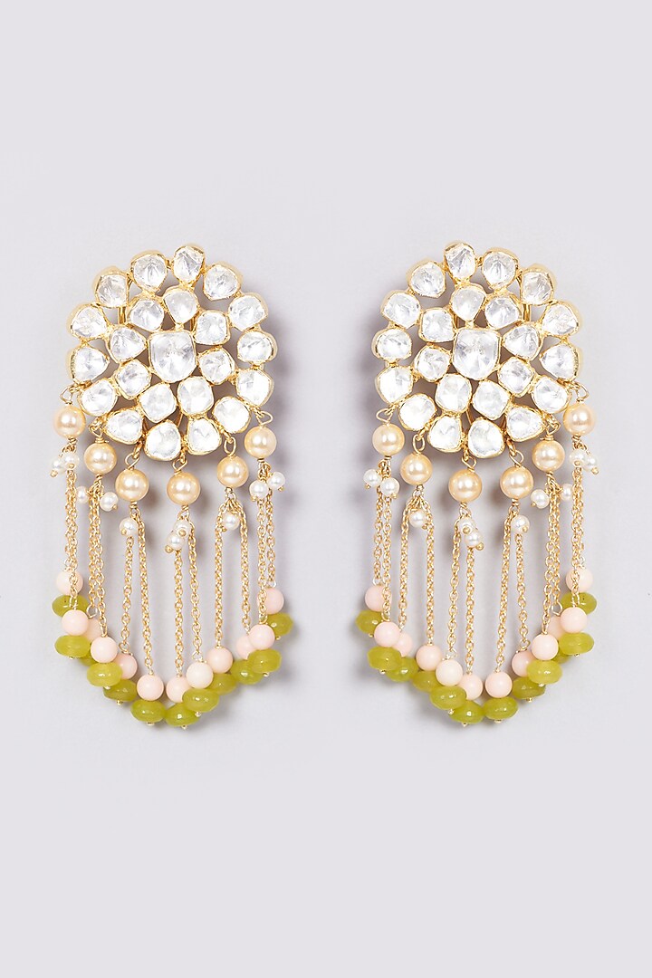 Gold Plated Handcrafted Beaded Earrings In Sterling Silver by IVORINE at Pernia's Pop Up Shop
