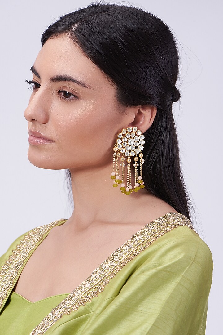 Gold Plated Handcrafted Beaded Earrings In Sterling Silver by IVORINE at Pernia's Pop Up Shop