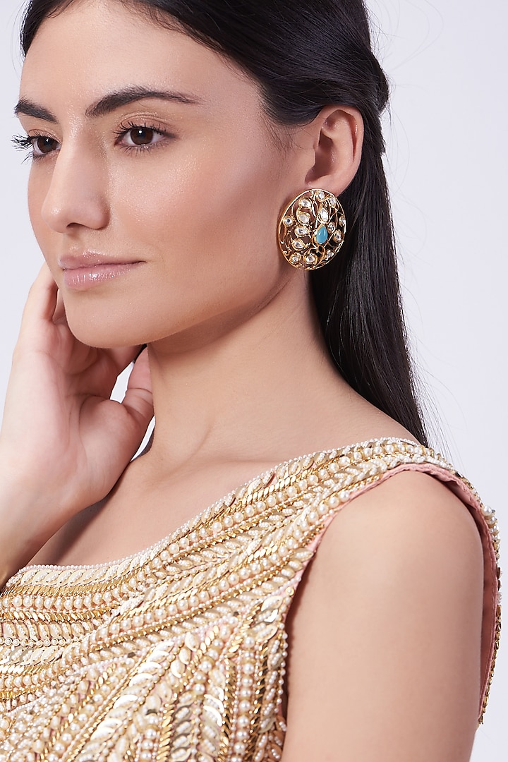 Gold Plated Handcrafted Earrings In Sterling Silver by IVORINE