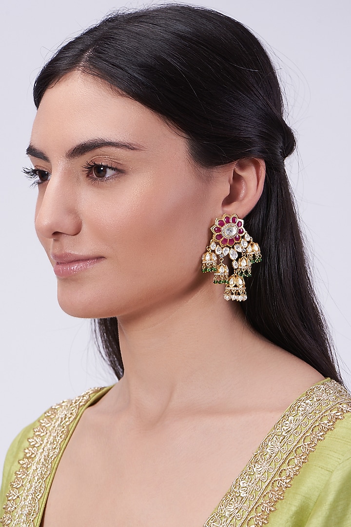 Gold Plated Beaded Earrings In Sterling Silver by IVORINE at Pernia's Pop Up Shop